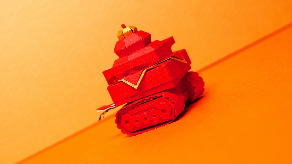 【鏡餅戦車型ペーパークラフト】ンモチ NO.4