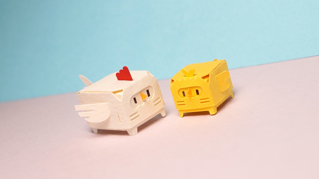 はこねこ にわとりのおやこ