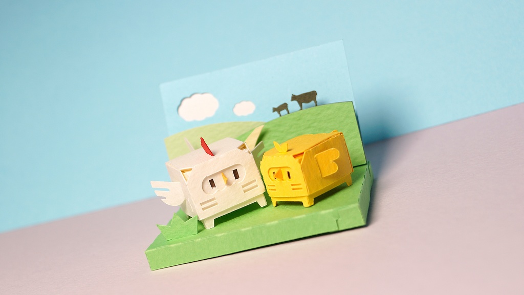 はこねこ にわとりのおやこ