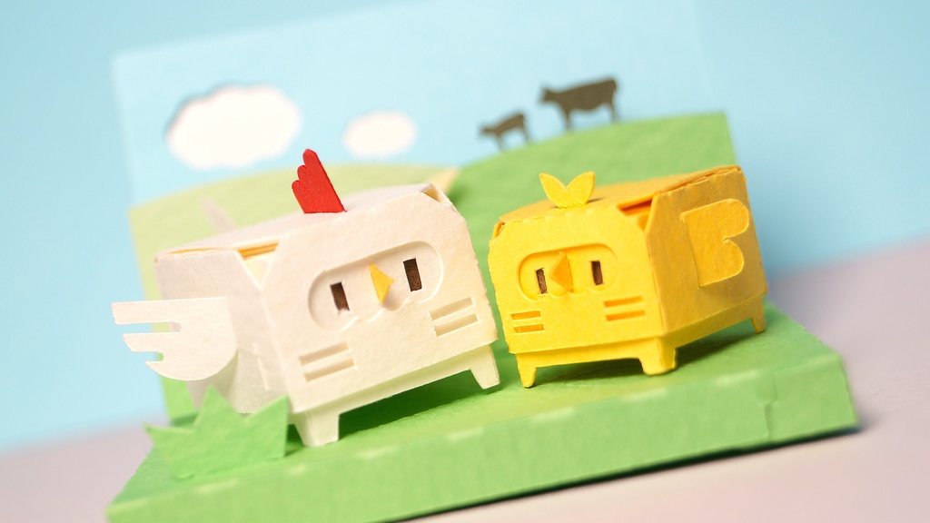 はこねこ にわとりのおやこ