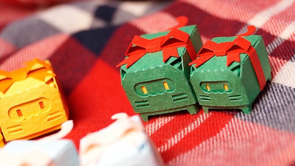 はこねこ りぼんのおやこ きいろオレンジ