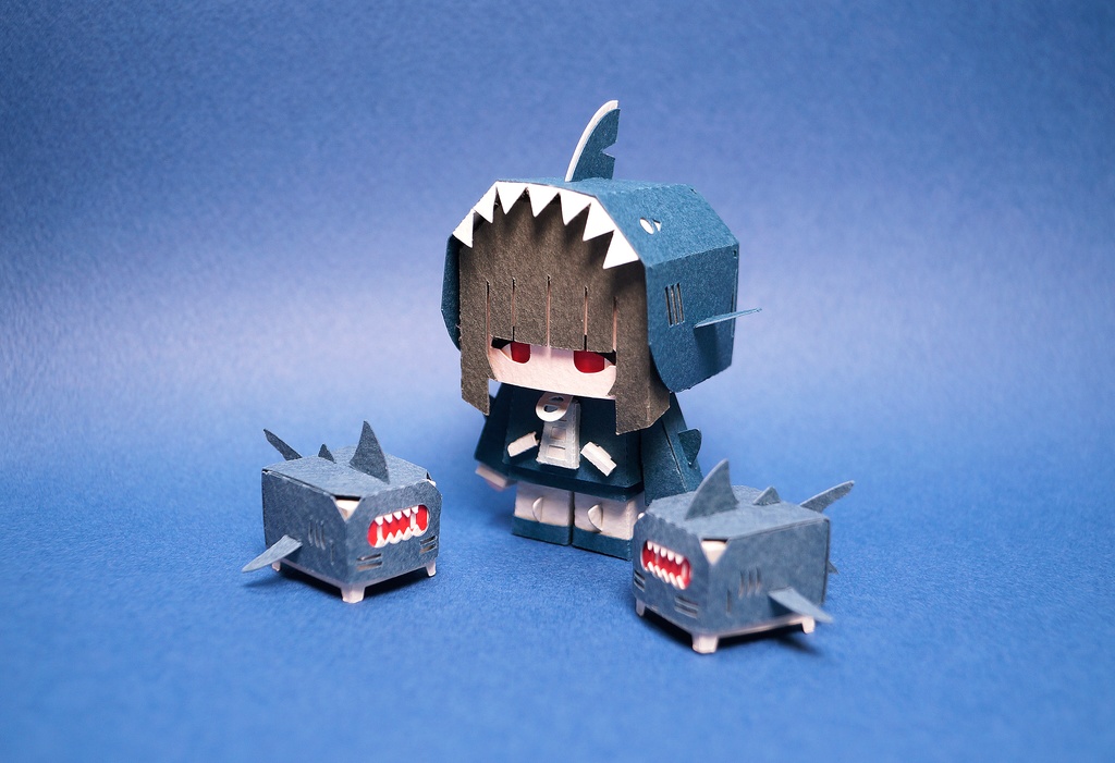 メチャミカ サメ-1【ミカちゃん型ペーパークラフト】