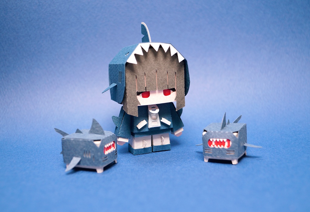 メチャミカ サメ-1【ミカちゃん型ペーパークラフト】