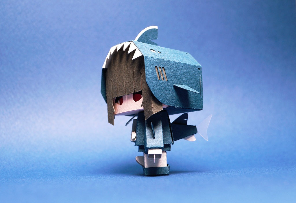 メチャミカ サメ-1【ミカちゃん型ペーパークラフト】