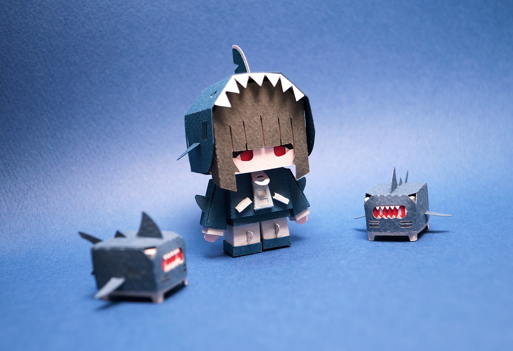 メチャミカ サメ-1【ミカちゃん型ペーパークラフト】