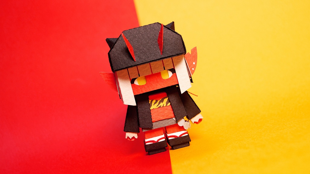 メチャミカ おに-1【ミカちゃん型ペーパークラフト】