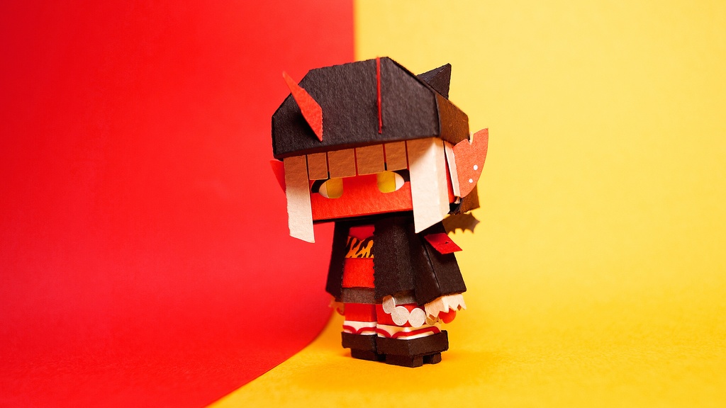 メチャミカ おに-1【ミカちゃん型ペーパークラフト】