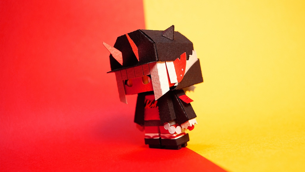 メチャミカ おに-1【ミカちゃん型ペーパークラフト】