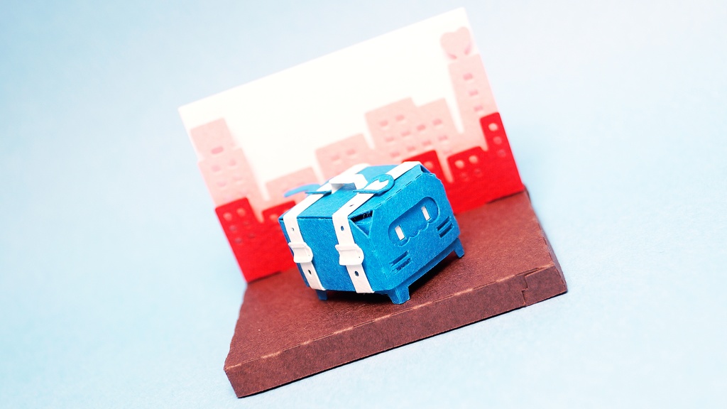 はこねこ　トランク　あお