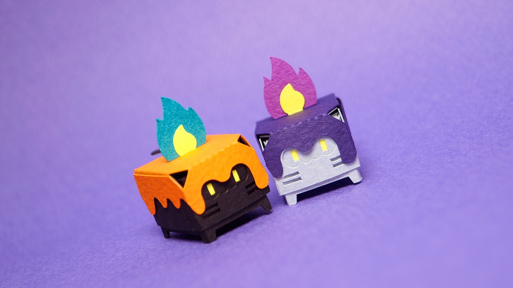 はこねこ ハロウィンキャンドル むらさき