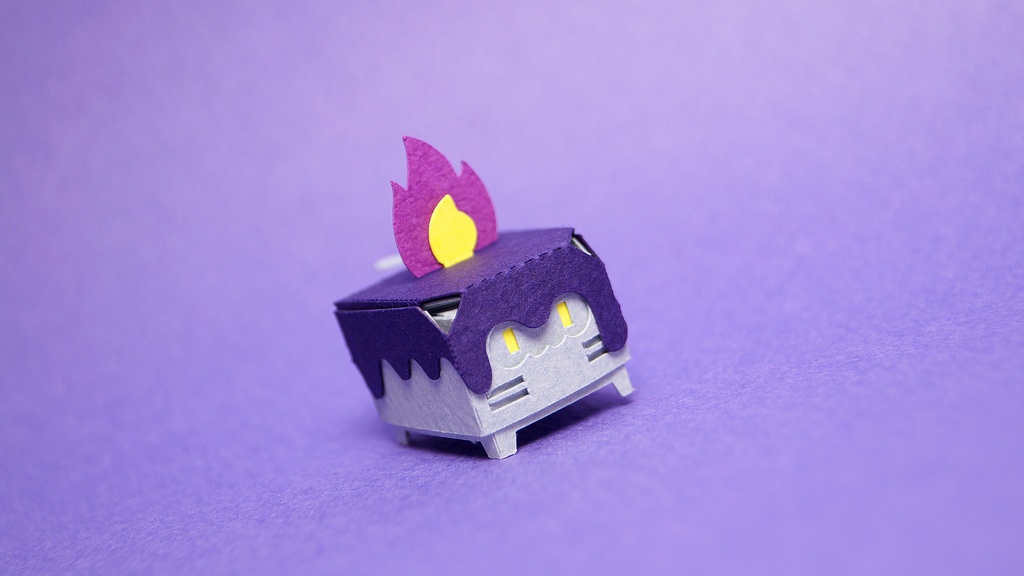はこねこ ハロウィンキャンドル むらさき