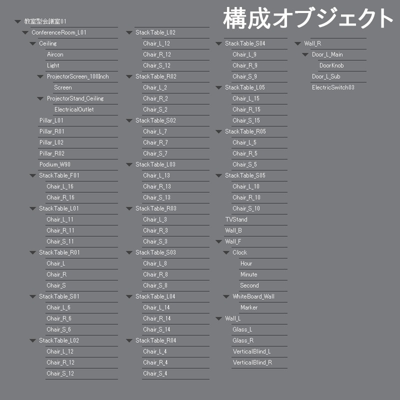 【3D背景】教室型会議室