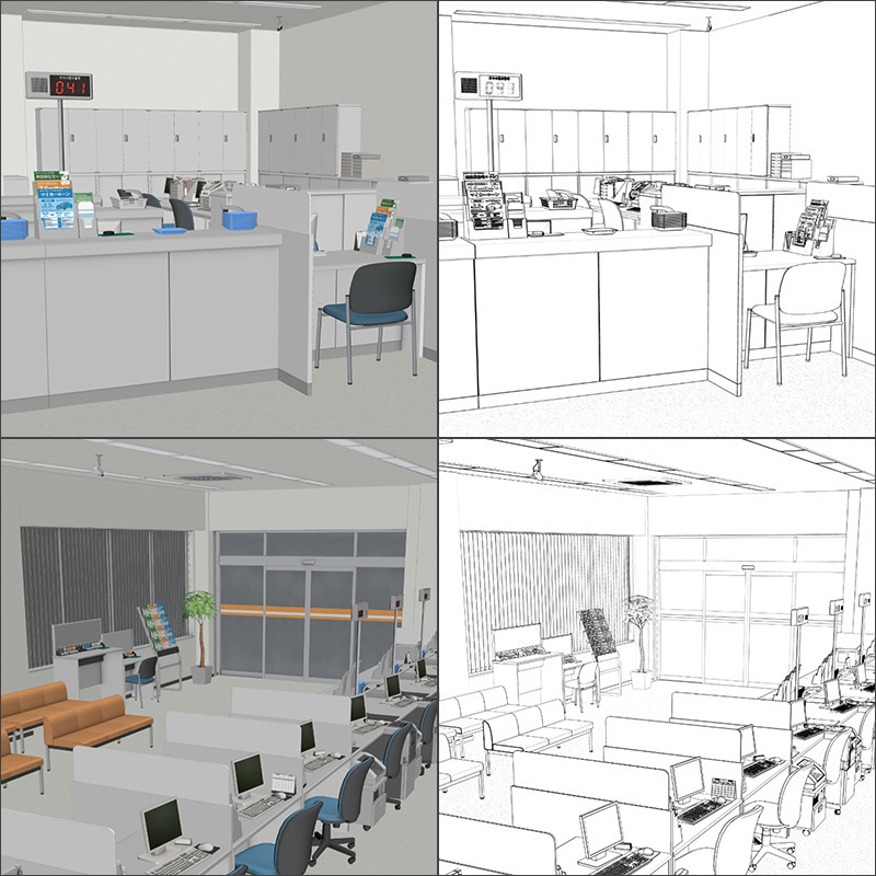 【3D背景】銀行