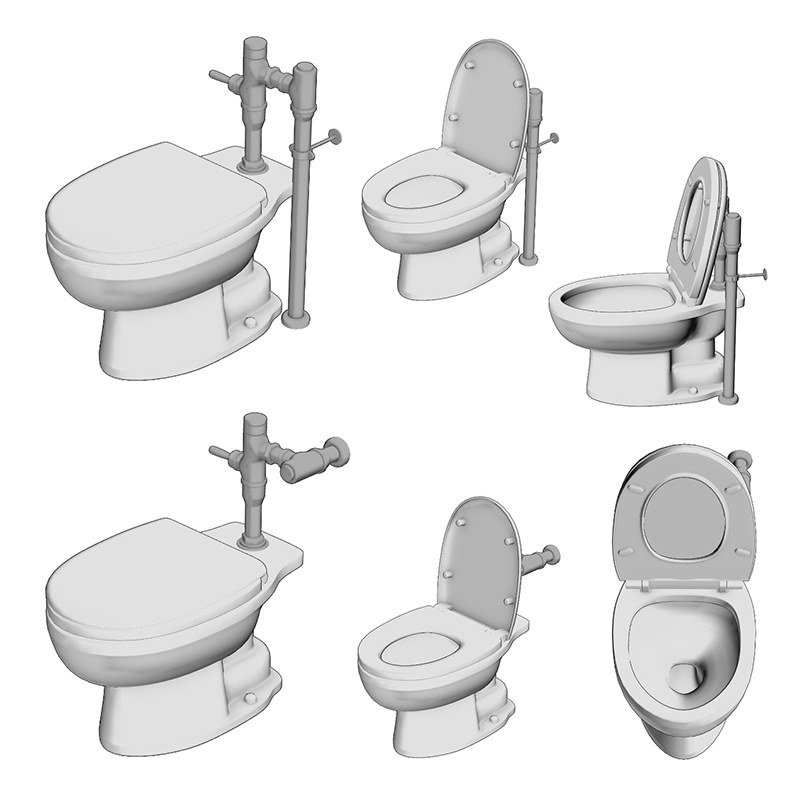 【3D素材】洋式トイレ フラッシュバルブ式