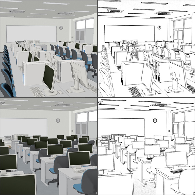 【3D背景】コンピュータ実習室