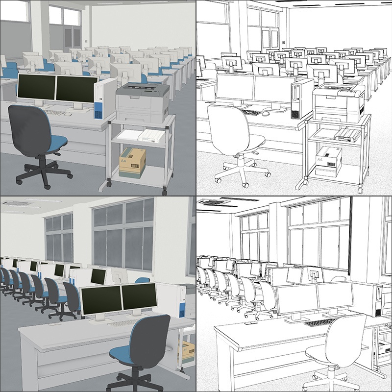 【3D背景】コンピュータ実習室