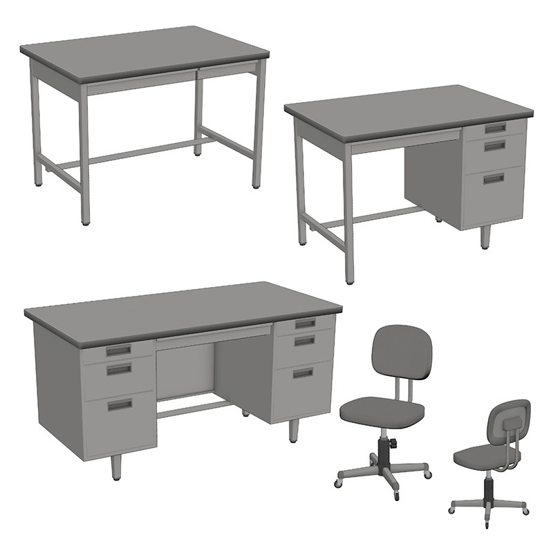 【3D素材】旧型事務机セット