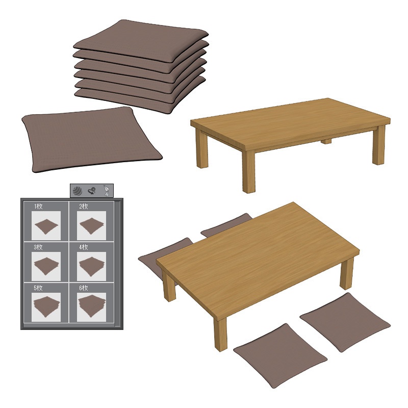 【3D素材】座卓セット