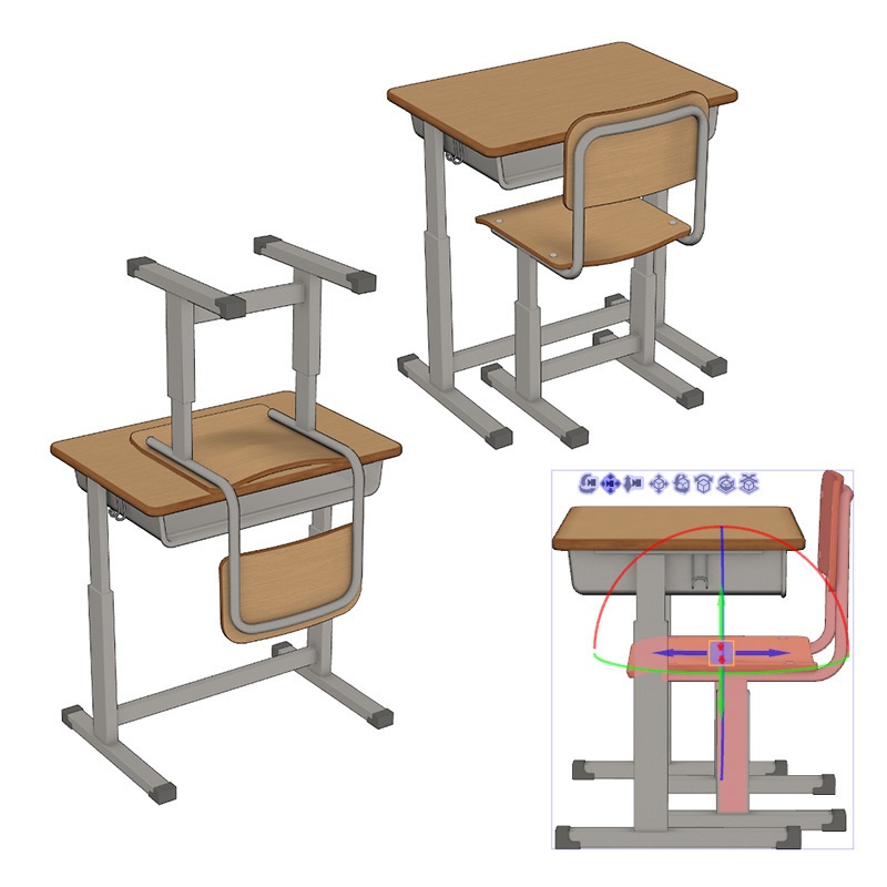 【3D素材】学校机可動式