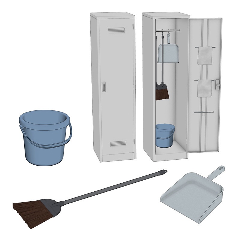 【3D素材】掃除用具入れ