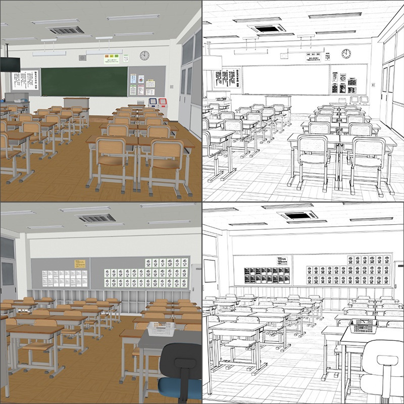 【3D背景】小学校 教室 高学年