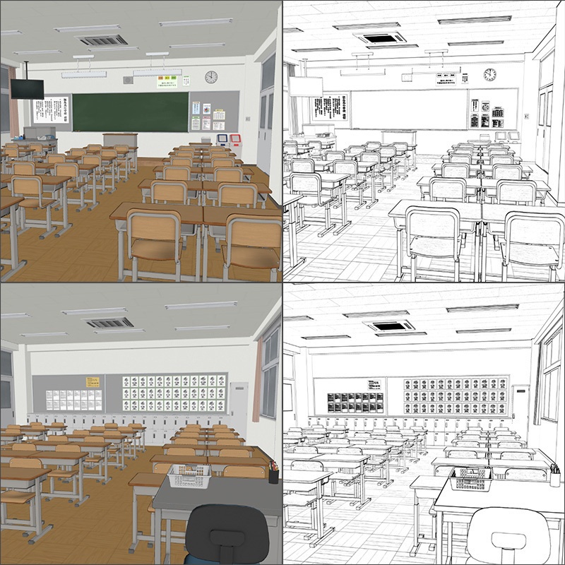 【3D背景】小学校 教室 高学年