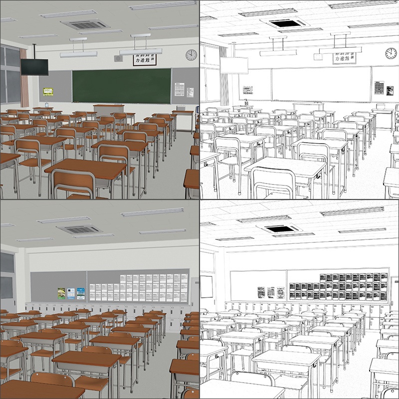 【3D背景】高校 教室