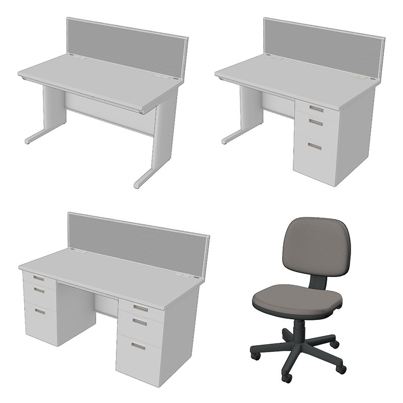 【3D素材】事務机セット
