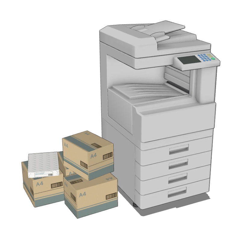 【3D素材】業務用複合機セット
