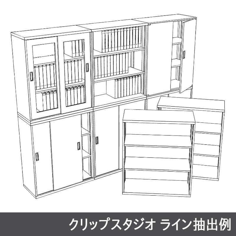 【3D素材】スチール書庫セット
