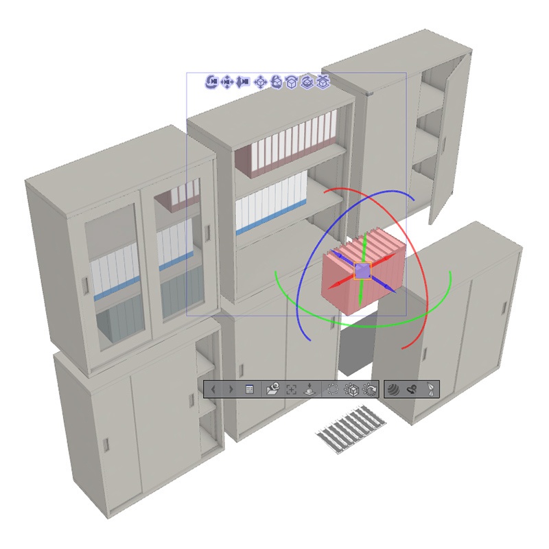 【3D素材】スチール書庫セット