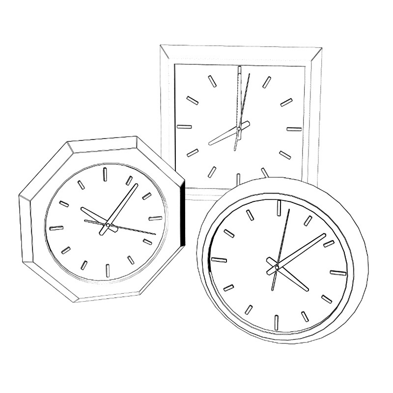 【3D素材】壁掛け時計 木製