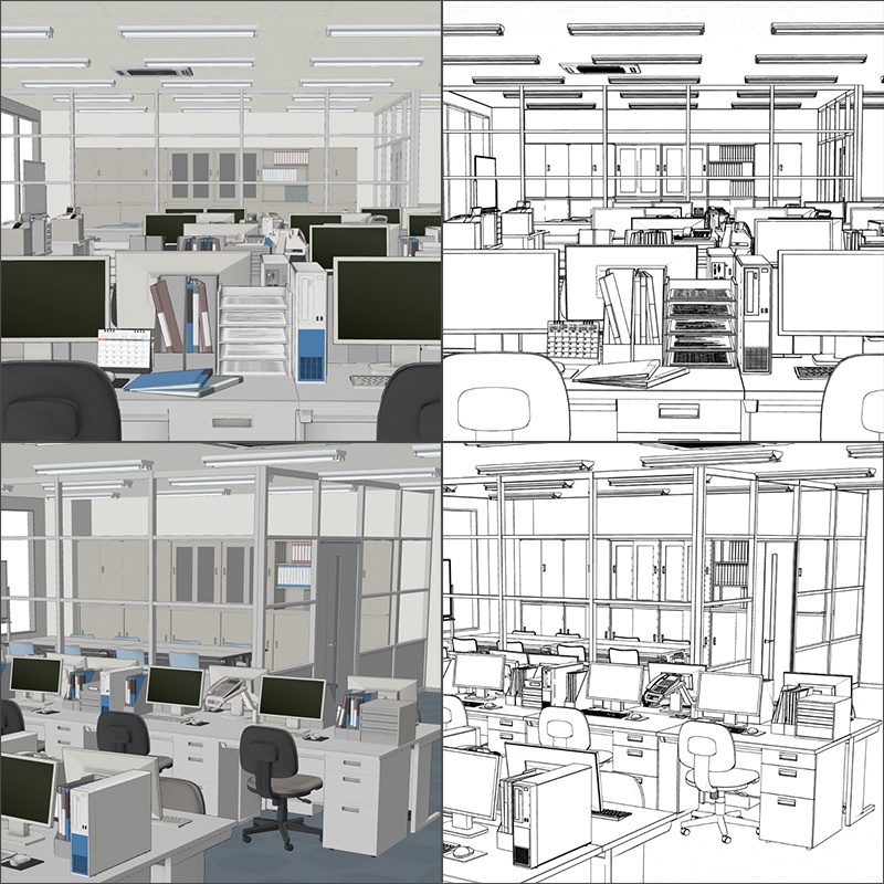 【3D背景】オフィスフロア