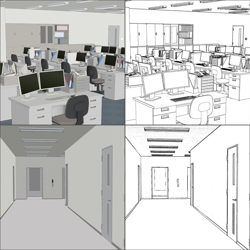 【3D背景】オフィスフロア