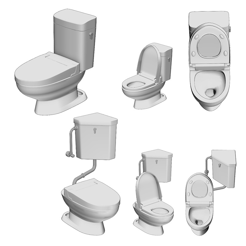 【3D素材】洋式トイレ タンク式