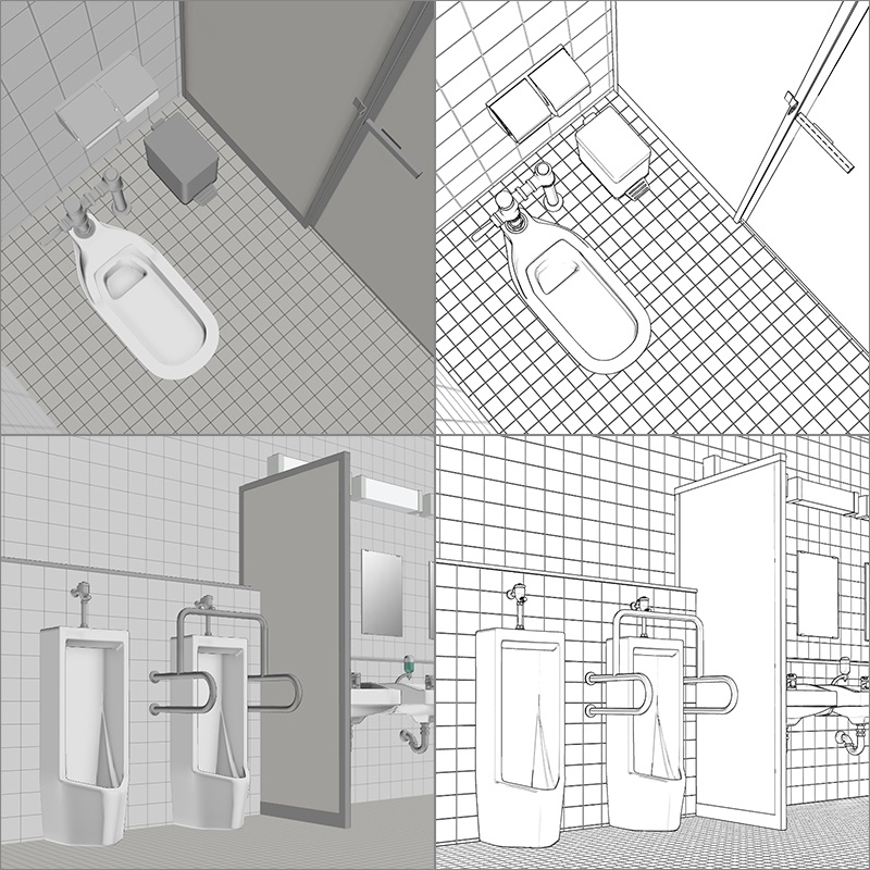 【3D背景】公共施設トイレ01