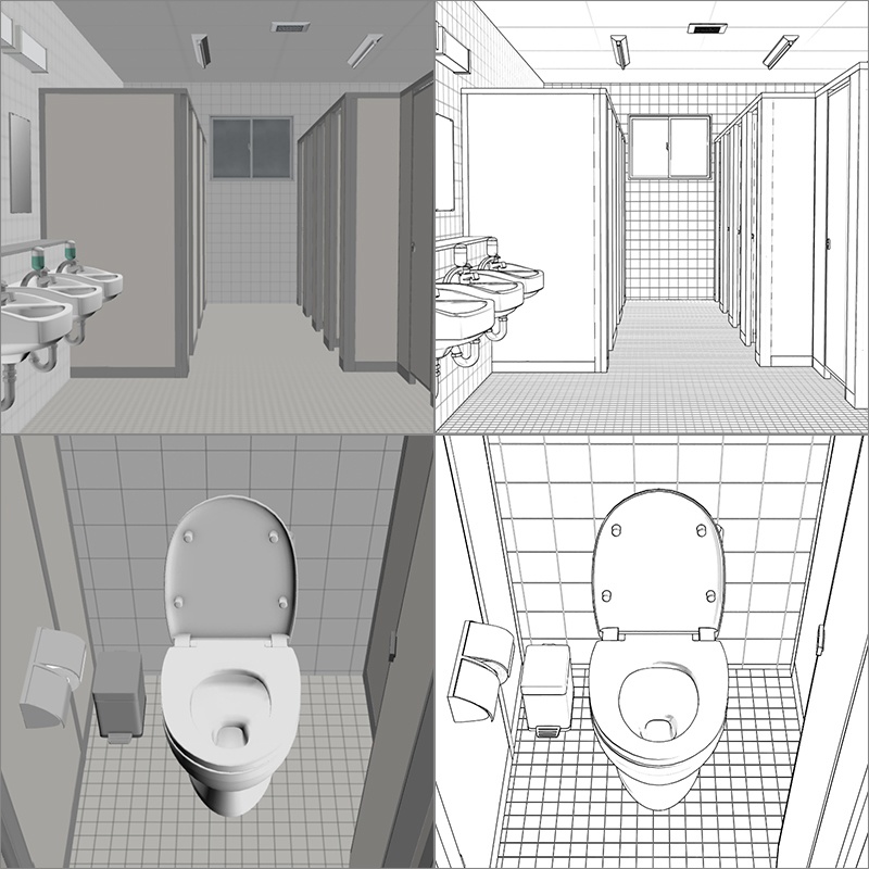 【3D背景】公共施設トイレ01