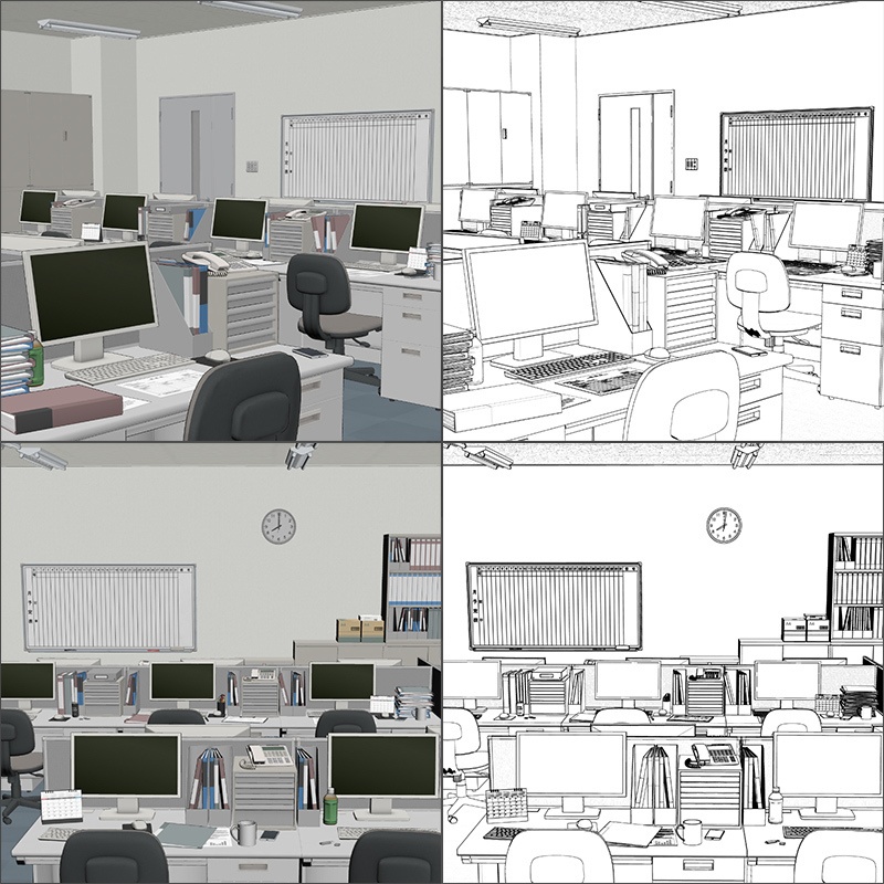 【3D背景】事務室