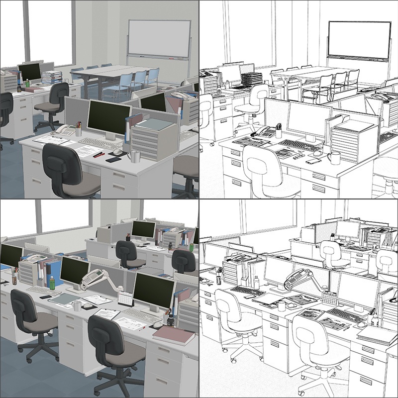 【3D背景】事務室