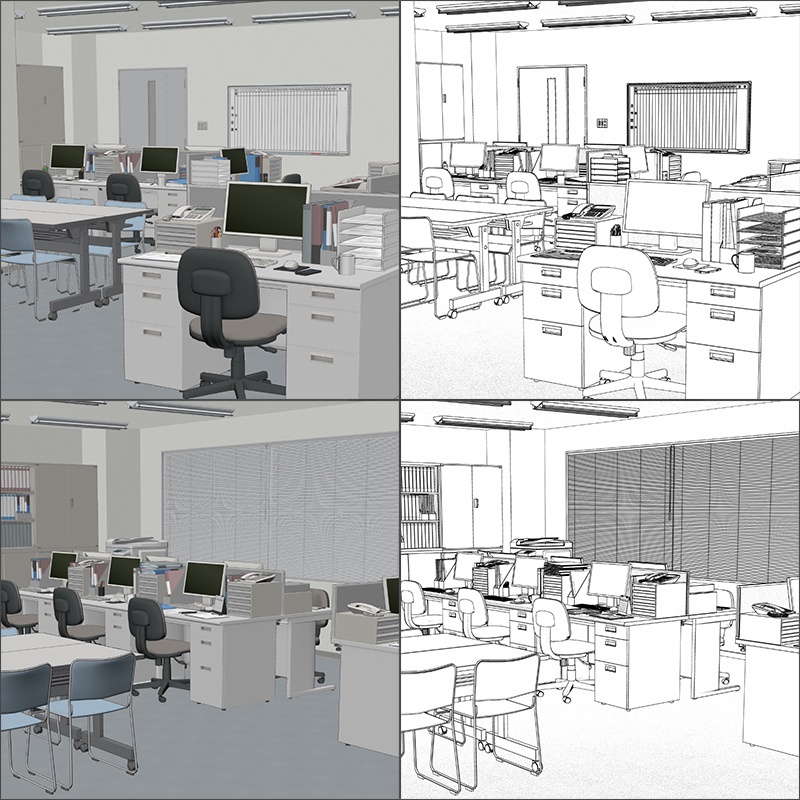【3D背景】事務室