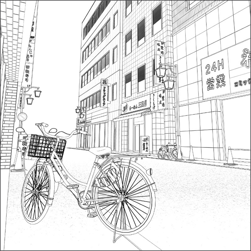 【3D背景】繁華街裏通り