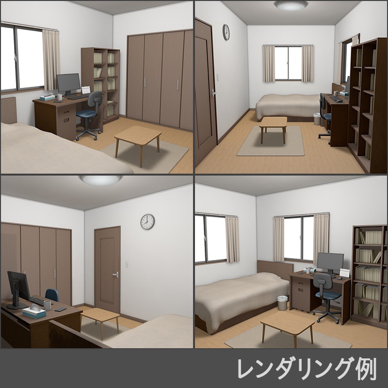 【3D背景】住宅 6畳大人部屋
