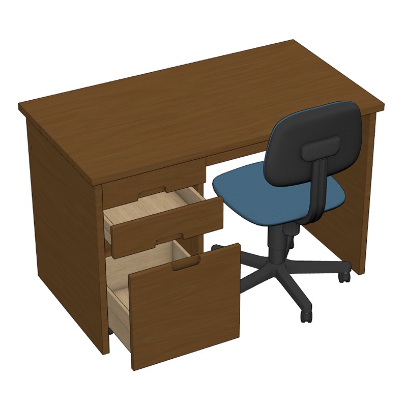 【3D素材】木製机セット