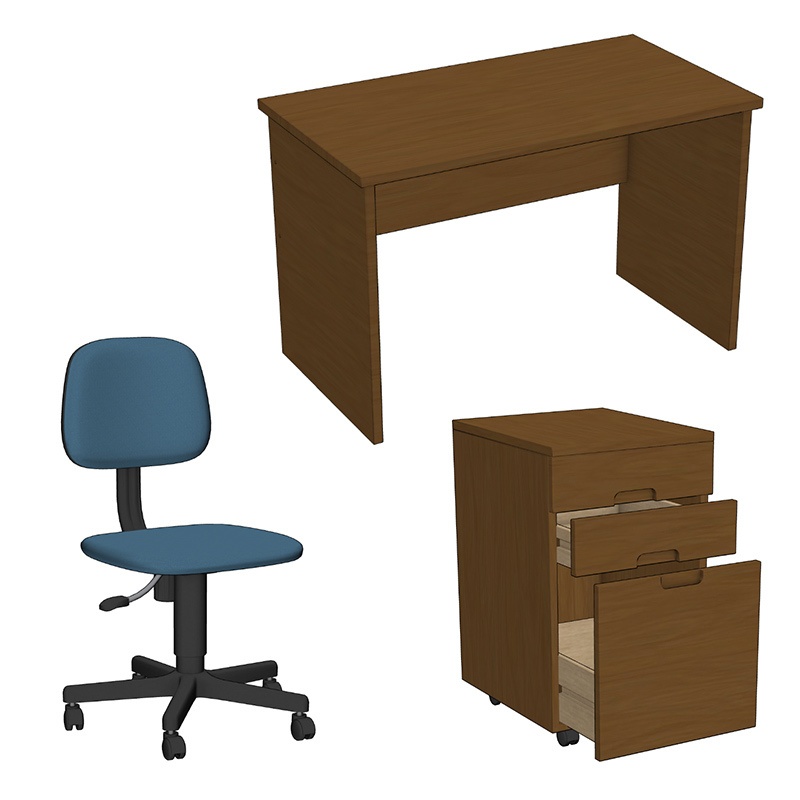 【3D素材】木製机セット