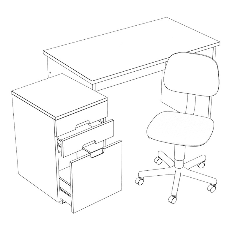 【3D素材】木製机セット