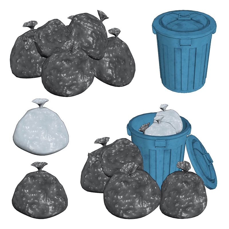 【3D素材】ごみ袋セット