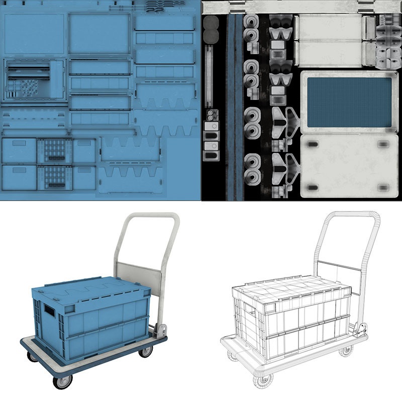 【3D素材】台車セット
