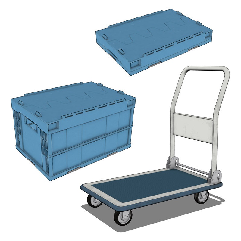 【3D素材】台車セット