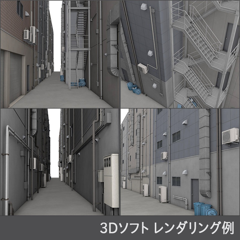 【3D背景】繁華街 路地