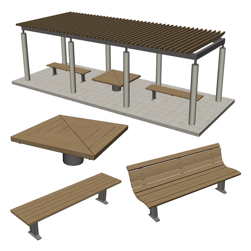 【3D素材】公園ベンチセット